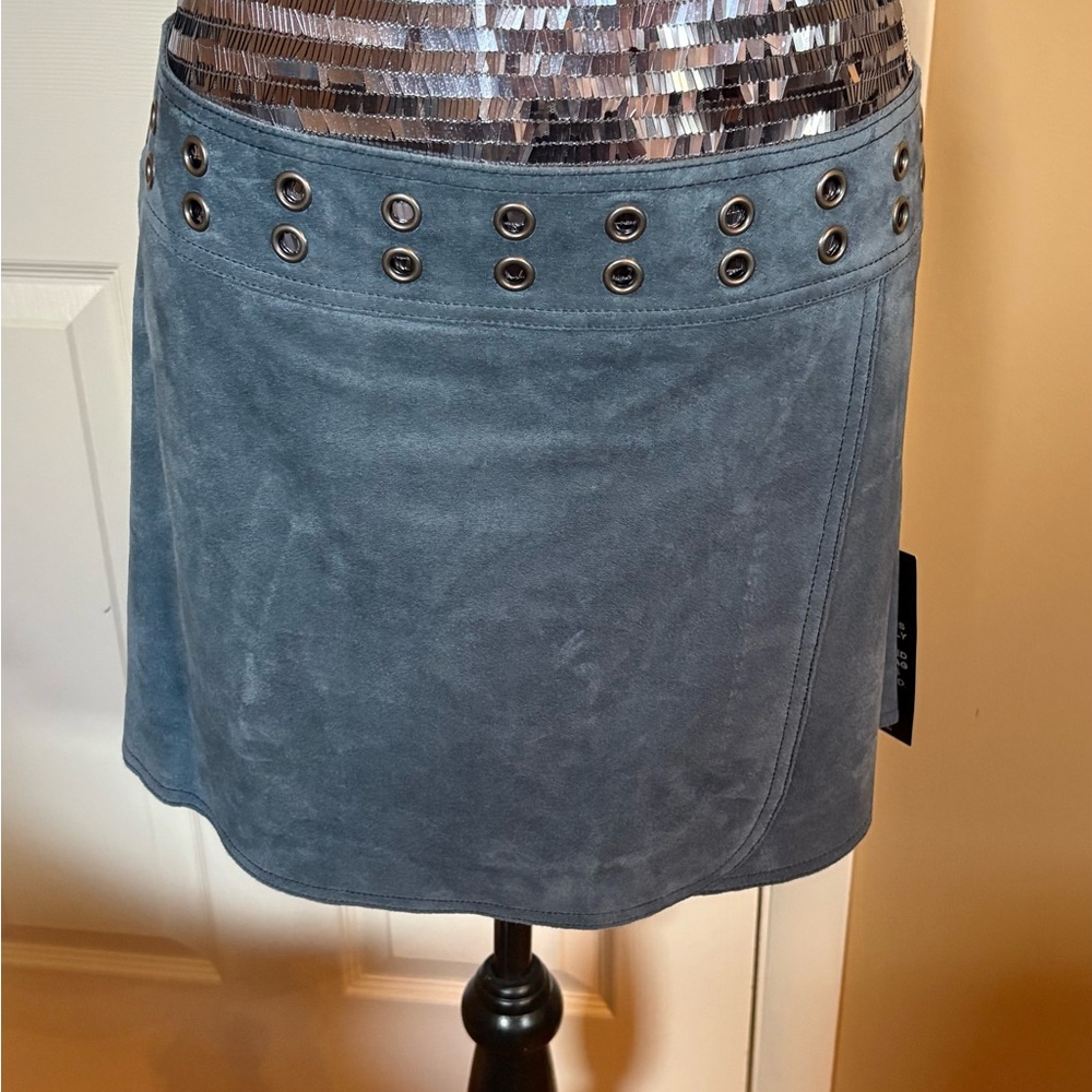NWT Stylish Blue Suede Mini Skirt